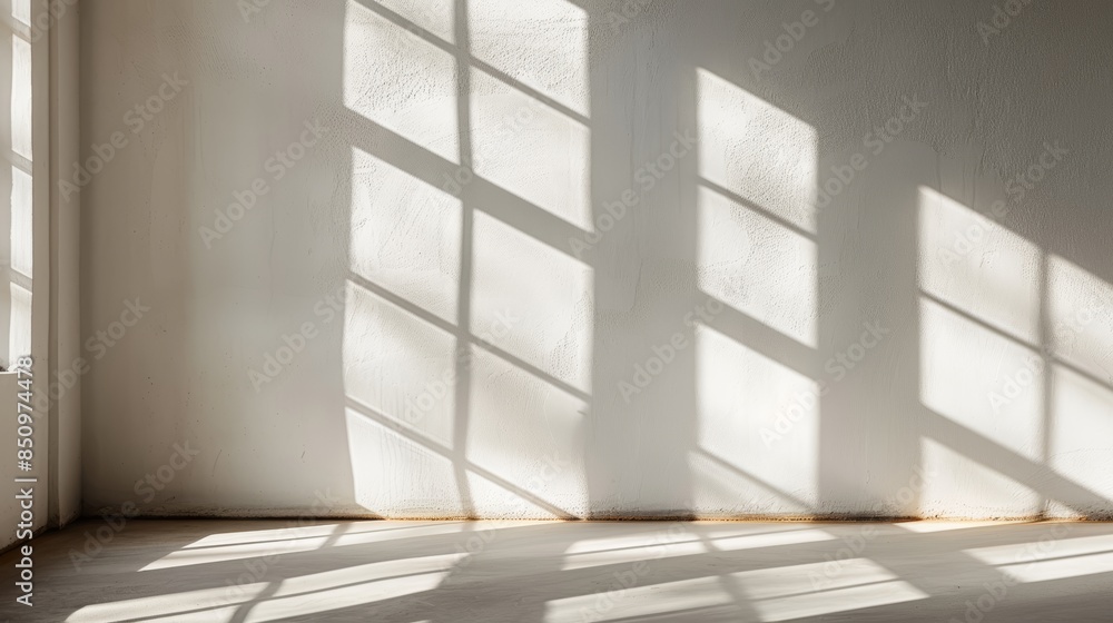 Poster abstract geometric shapes formed by sunlight through a window, shadows creating a minimalist pattern