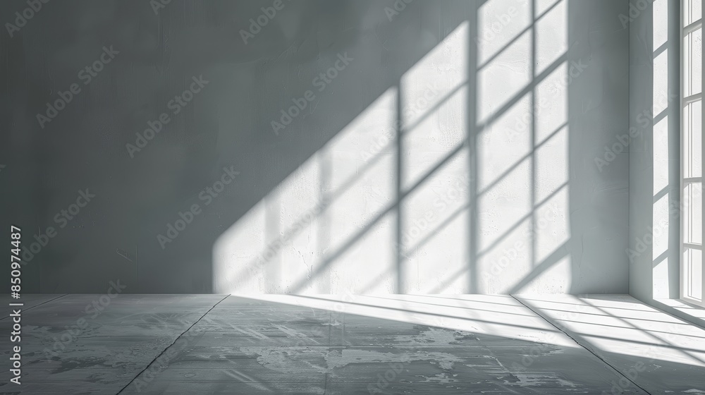 Poster abstract geometric shapes formed by sunlight through a window, shadows creating a minimalist pattern