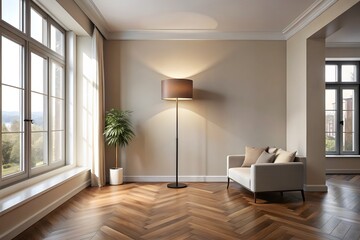 Warm And Inviting Living Room With A Large Window, Hardwood Floors, And A Comfortable Armchair.