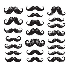 Set of men's mustache. Vector graphics illustration