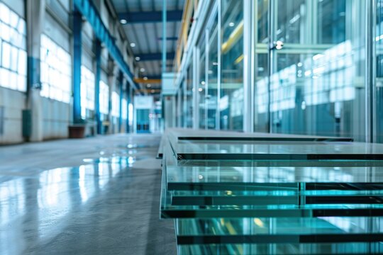 Stack of manufactured products of glasses in modern plant