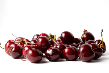 a bunch of freshly picked cherries