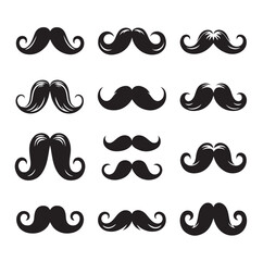 Set of men's mustache. Vector graphics illustration