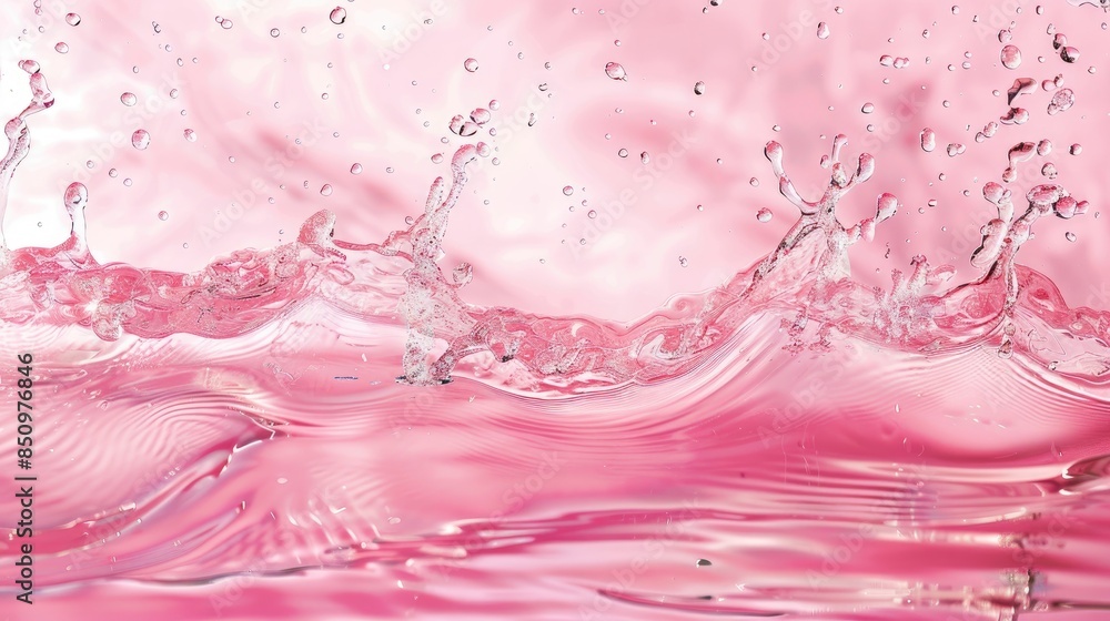 Poster pink water surface texture with ripples and splashes abstract summer banner background with copy spa