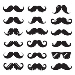 Set of men's mustache. Vector graphics illustration