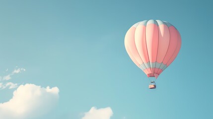 Fototapeta premium A serene hot air balloon floats gently against a clear blue sky, offering a sense of peace and adventure.