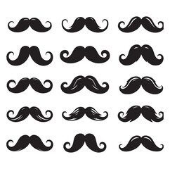 Set of men's mustache. Vector graphics illustration