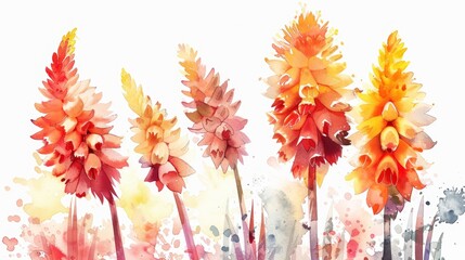 Vibrant Watercolor Flowers on White Background for Decor and Design Generative AI