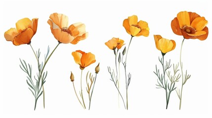 Vibrant Watercolor Flowers on White Background for Spring Decor Generative AI