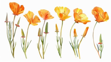 Vibrant Watercolor Flowers on White Background for Spring Decor Generative AI