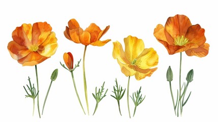 Vibrant Watercolor Flowers on White Background for Spring Decor Generative AI