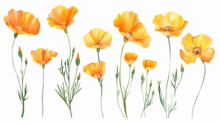 Vibrant Watercolor Flowers on White Background for Spring Decor Generative AI
