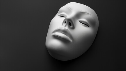 white mask on a black background