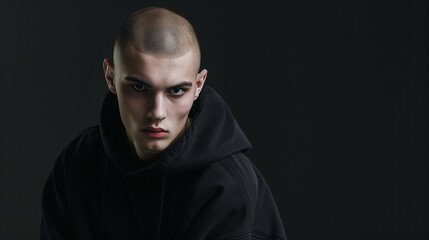 young guy model in black tones