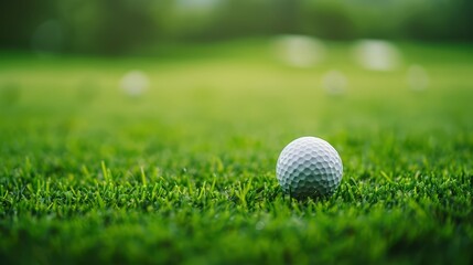 Obraz premium golf ball on grass with blurry background