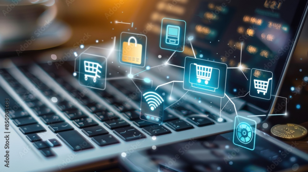 Poster a secure online payment gateway with icons of credit cards, digital wallets, and secure transaction 