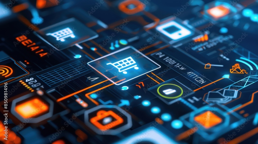 Poster a secure online payment gateway with icons of credit cards, digital wallets, and secure transaction 
