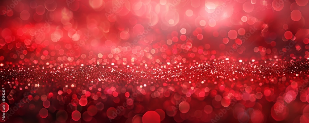 Poster red glitter background creating festive bokeh effect