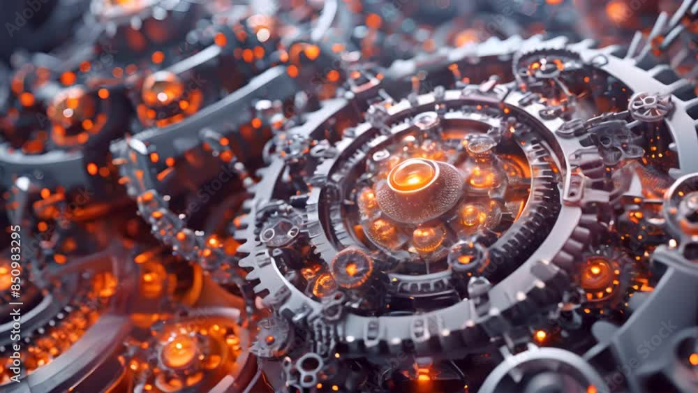 Poster Hyper-detailed of a molecular structure as a miniature time machine with intricate gears and glowing crystals.