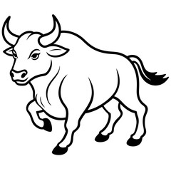 Detailed Buffalo Line Art Vector Illustration - Minimalist Wildlife Graphic