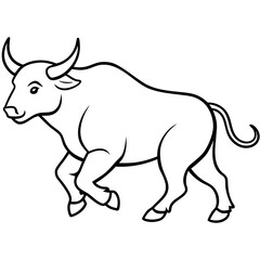 Detailed Buffalo Line Art Vector Illustration - Minimalist Wildlife Graphic