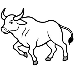 Detailed Buffalo Line Art Vector Illustration - Minimalist Wildlife Graphic