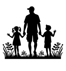 Fathers and children silhouette illustration