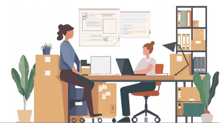 Collaboration between logistics and e-commerce teams in modern office environments.