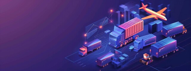 Fototapeta premium Digital Freight Forwarding Platform: An online platform connecting shippers and carriers, facilitating easy booking, tracking, and management of freight forwarding services.