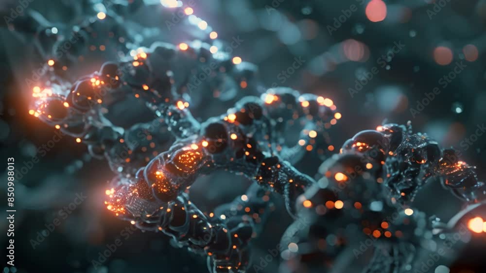 Poster A hyper-realistic display of a molecular self-assembled structure with intricate geometric patterns and neon tones.