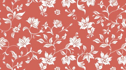 Indulge in this delightful seamless pattern featuring charming white motifs on a floral backdrop ideal for enhancing textile wallpaper or print designs