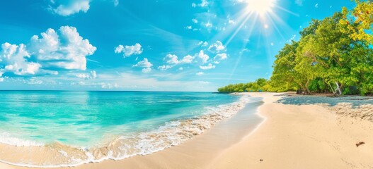 Fototapeta premium Tropical Beach Paradise with Sunny Skies