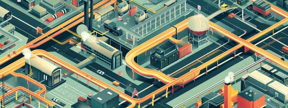 Poster interactive supply chain map: a digital map displaying the entire supply chain of a product, from ra