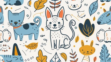 Vector illustration of seamless pattern background of pet theme