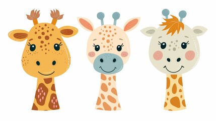 Obraz premium Giraffe. Flat vector illustration of cute animal. Baby nursery art.