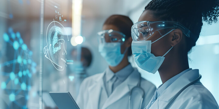 Medical examination. and doctor analyzing medical report. Medical technology advancement. Healthcare