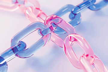 blockchain in light blue and light pink tones