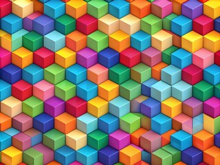 Obraz premium Colorful 3D Isometric Cubes Seamless Pattern Background.