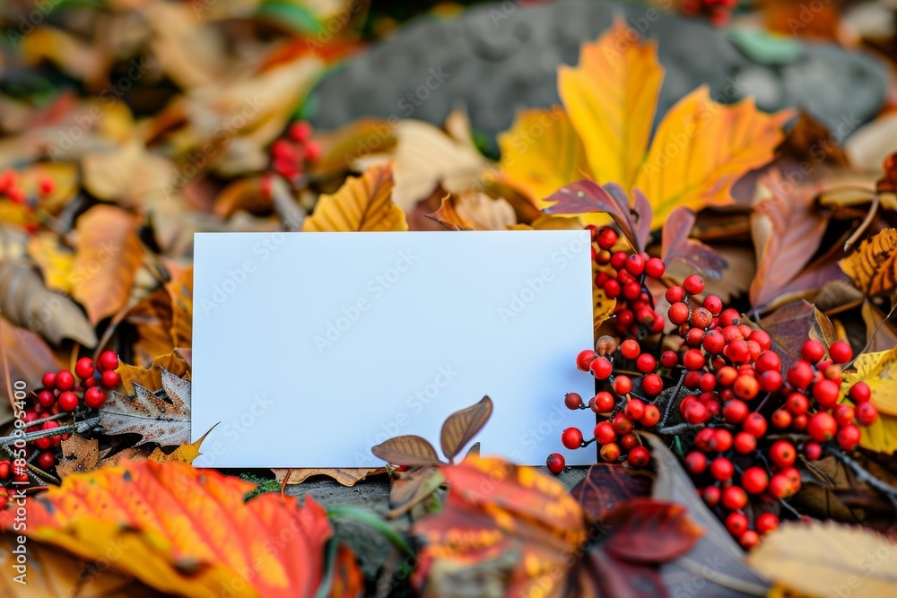 Poster autumn background for text or design elements generative ai