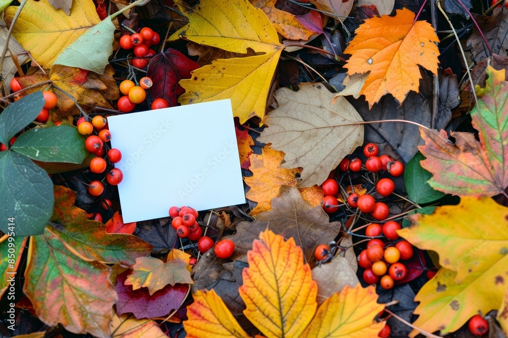 Poster autumn background for text or design elements generative ai