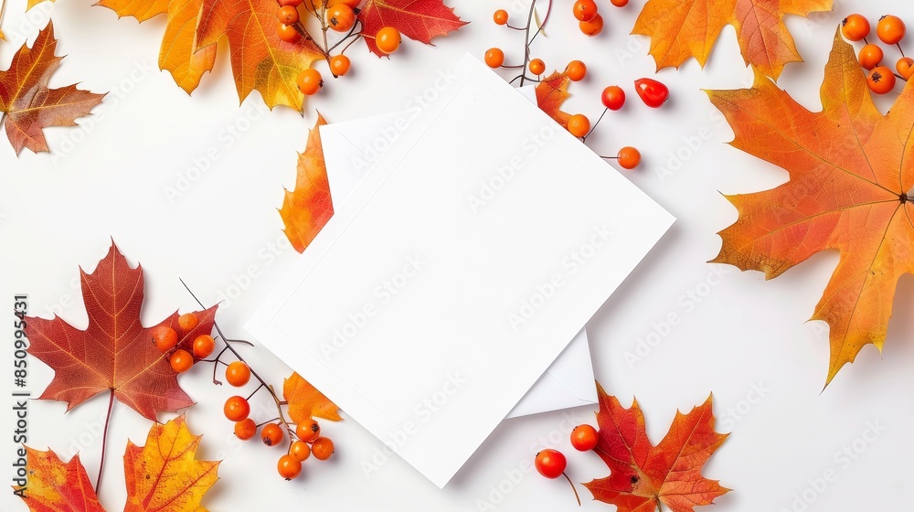 Poster autumn card design with copy space generative ai