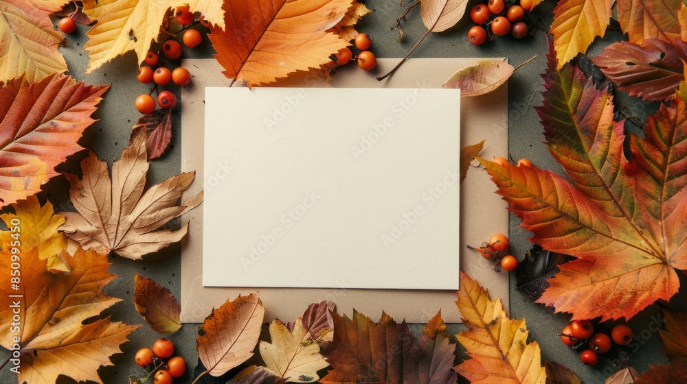 Poster autumn card design with copy space generative ai