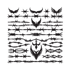 
Barber Wire set isolated white background. Razor Wire in trendy minimal geometric style. Brutal prison fence collection. Vector illustration can used web design