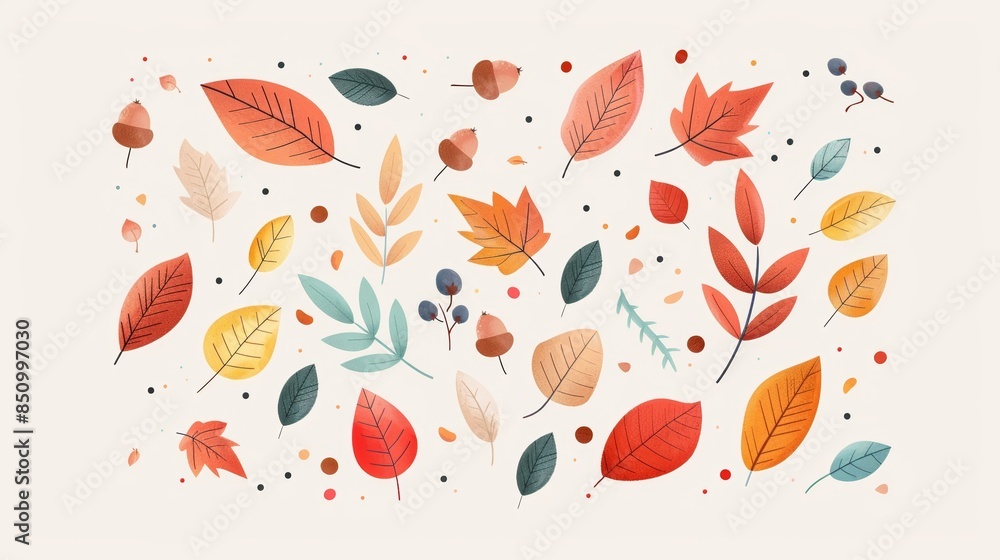 Poster vibrant autumn elements for design and craft projects generative ai