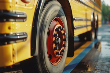 Experience the intricate detailing and vibrant colors that make the school bus wheels truly unique.