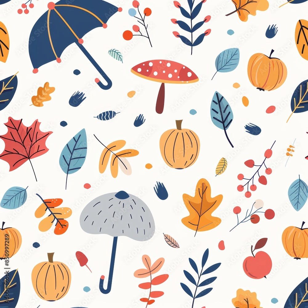 Poster cozy autumn pattern for fall decor and design generative ai