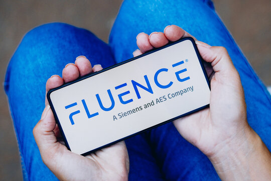 June 14, 2024, Brazil. In this photo illustration, the Fluence Energy, Inc. logo is displayed on a smartphone screen.