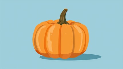   Pumpkin on blue background with shadows below