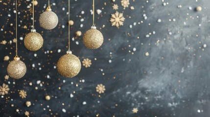 Fototapeta premium Festive Christmas Decorations on Black Background Generative AI