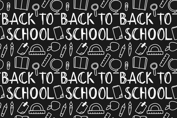 White Chalk Writing Back To School on Chalkboard with Right Space.